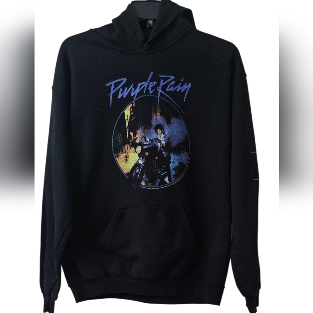 Prince Purple Rain And The Revolution Motor Cycle Black Hoodie Size M Unisex